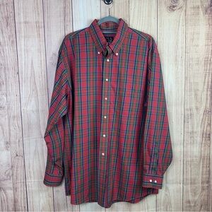Jos. A. Bank Red and Green‎ Plaid Button Down Shirt